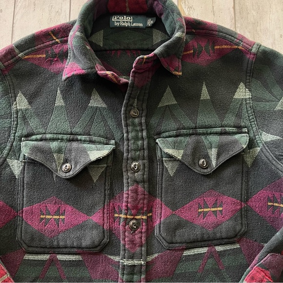 Vintage Polo Ralph Lauren Aztec Long Sleeve Button Down Men's Sz S - Picture 3 of 7